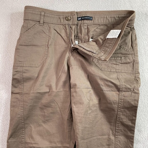 Lee Shorts Womens 10 Medium Relaxed Chino Mid Rise Stretch Waist Brown Casual - Picture 3 of 12